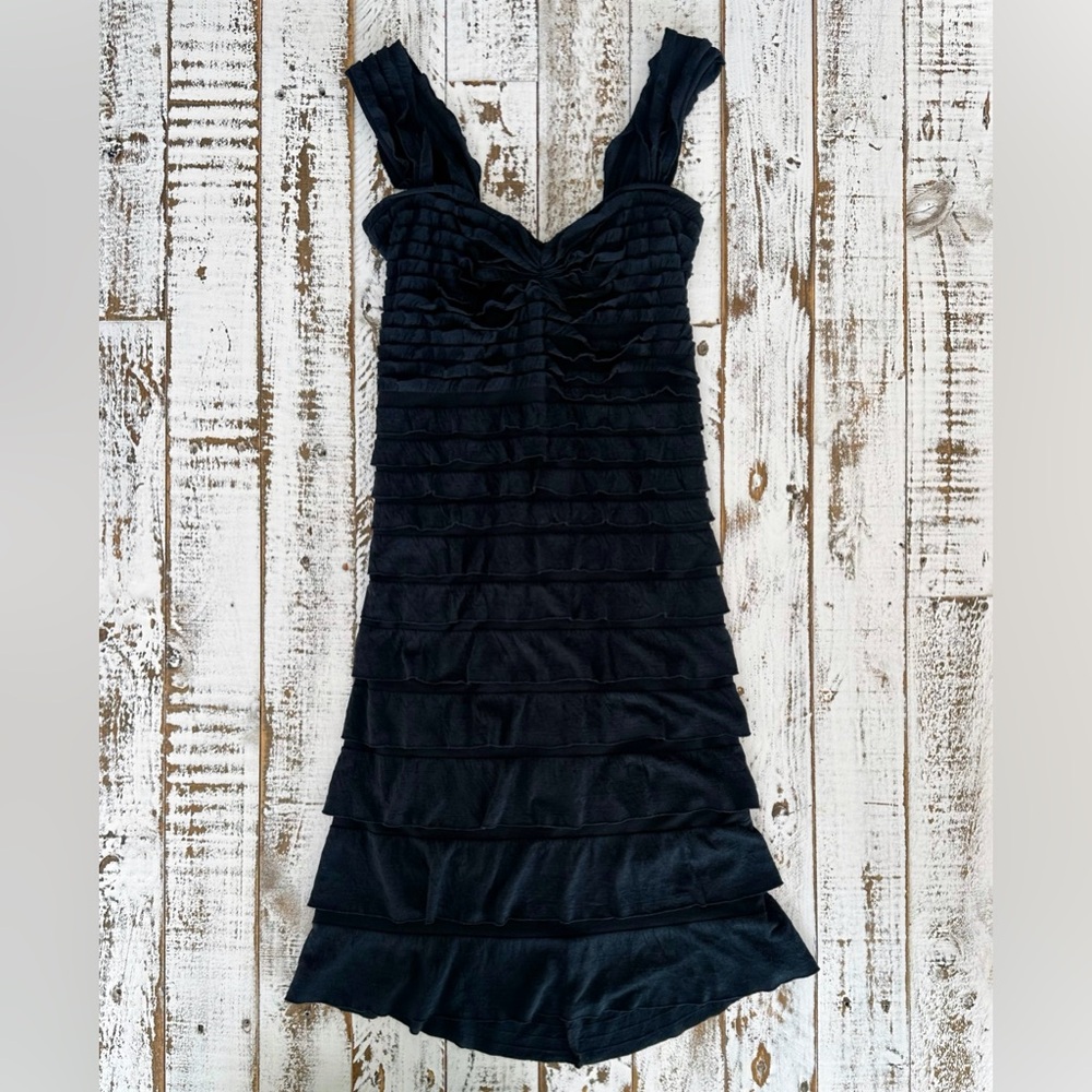NWT Max Studio Knit Ruffled Black Mini Dress - XS